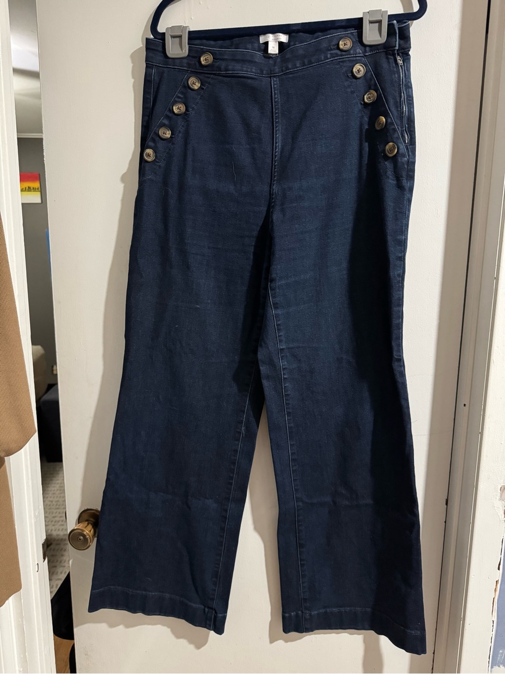 LC Lauren Conrad Sailor Button Wide Leg Crop Jeans – Size 16 – Dark Wash